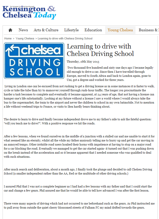 Click Here to read full article on Kensington & Chelsea Today Website